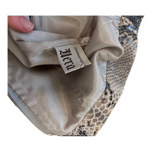 Helen Yarmak genuine vera pelle leather snakeskin print skirt, size 8 - Picture 12 of 14